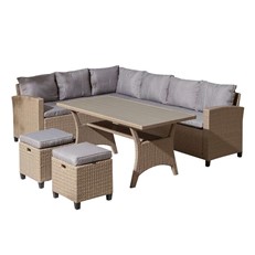 Fowey Deluxe Rattan Garden Corner Sofa Dining Set