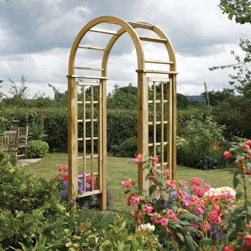 Rowlinson Round Top Timber Garden Arch - Round Wooden Garden Arch