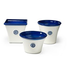 Seville Square Plant Pot in Blue and White