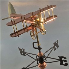 Copper Bi Plane Hobby Weathervane