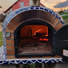 Horacio Wood Fired Outdoor Mosaic Oven – Handmade Clay Pizza & Bread Oven Blue