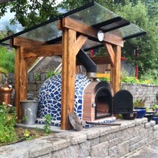 Horacio Wood Fired Outdoor Mosaic Oven – Handmade Clay Pizza & Bread Oven Blue