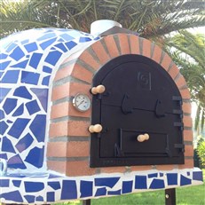 Horacio Wood Fired Outdoor Mosaic Oven – Handmade Clay Pizza & Bread Oven Blue