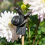 Antique Bronze Snail on a Hosta Cane Companion