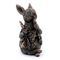 Beatrix Potter's Bronze Peter Rabbit Eating Radishes Cane Companion