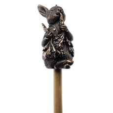 Beatrix Potter's Bronze Peter Rabbit Eating Radishes Cane Companion