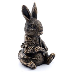 Beatrix Potter's Bronze Peter Rabbit Holding A Carrot Cane Companion