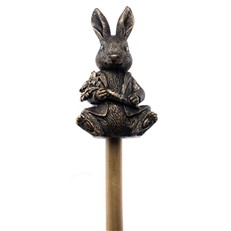 Beatrix Potter's Bronze Peter Rabbit Holding A Carrot Cane Companion