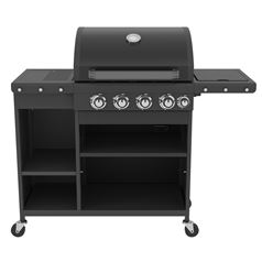 Mini Gas 4 Burner BBQ Outdoor Kitchen Style Gas Grill and Side Burner With Premium Rain Cover and Gas Regulator Included