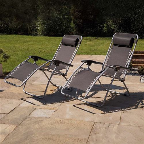 Pair of Kingfisher Zero Gravity Sun Lounger Garden Chairs
