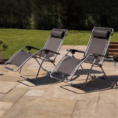 Pair of Kingfisher Zero Gravity Sun Lounger Garden Chairs