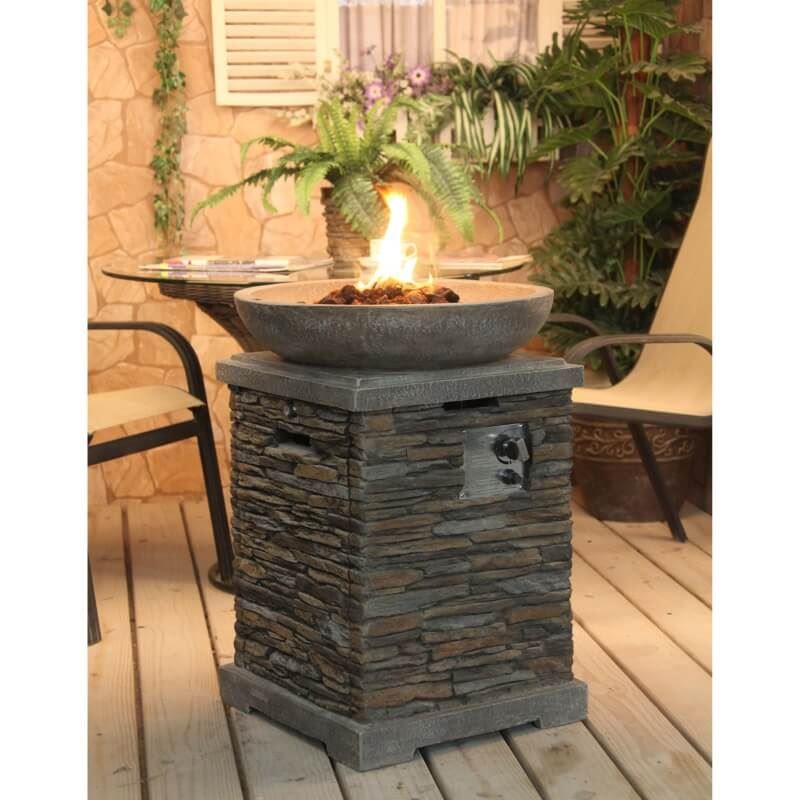 Slate Effect Gas Fire Pit And Bowl, Slate Fire Pit Area