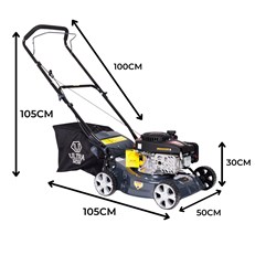 Callow Premium Petrol Lawn Mower - 41cm Cutting Width - Powerful 4 Stroke 123cc Loncin OHV Engine with adjustable cutting heights
