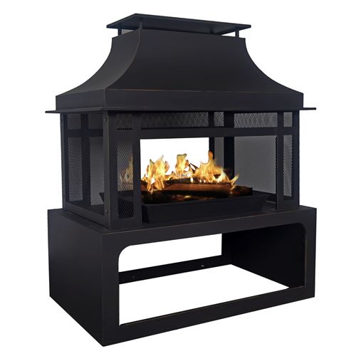 Callow Outdoor Garden Fireplace – Wood Log Burning Fireplace for Outdoor Garden Heating  with tall chimney - Outdoor Heating