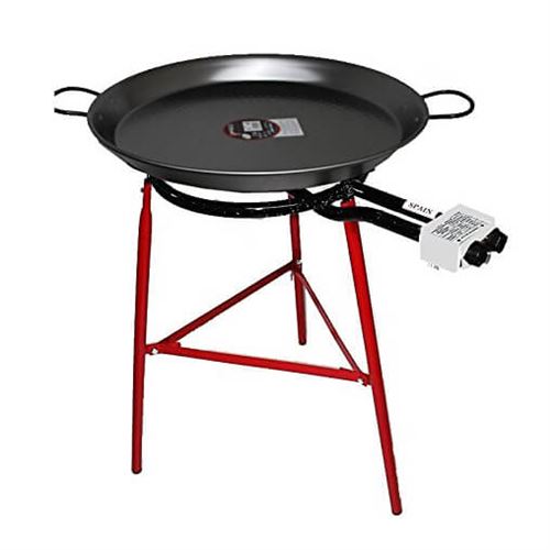 60cm Paella Pan with Legs, Burner and Spoon