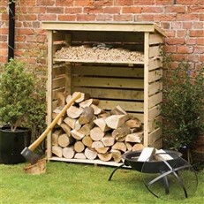 Firewood Log Store with Kindling Shelf