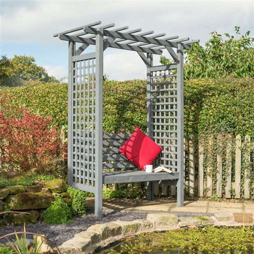 Sorrento Garden Arch with Double Seat in Grey