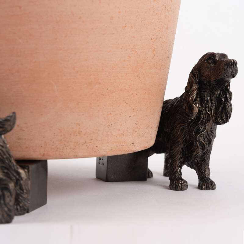 Cocker Spaniel Hand Painted Bronze Flower Pot Feet