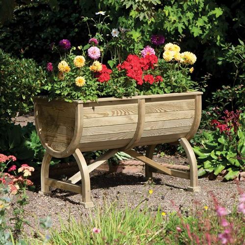 Marberry Wooden Barrel Garden Planter