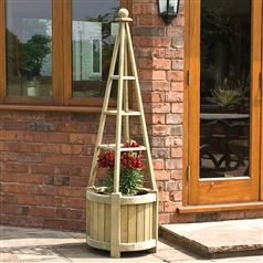 Marberry Circular Planter with Integrated Obelisk