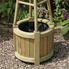 Marberry Circular Planter with Integrated Obelisk