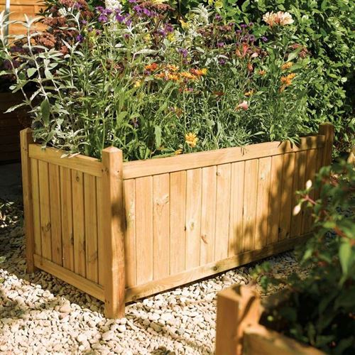 Rectangular Timber Planter with Natural Finish