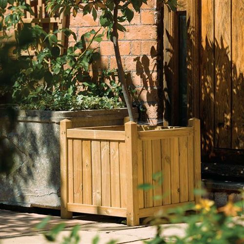 Square Timber Planter with Natural Finish