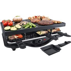 Steba RC28 Premium Electric Cast Raclette for 8 – Non-stick Cast Plate and 8 raclette pans