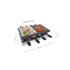 Steba RC88 Delux Multi Raclette with Stone and Cast Griddle for 8 – Black /Stainless Steel Stone Grill Plate, Non-stick Coated Aluminium Cast Plate | Cooking Equipment