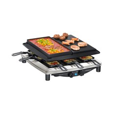 Steba RC-4-PLUS-DELUX Quality Raclette for 6 people – Black w/ Non-stick Coated Grill Plate, Scratch-Resistant Stone Plate, Griddle, and Plancha | Cooking Equipment