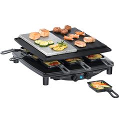 Steba RC-4-PLUS Premium Quality Electric Raclette for 6 people – Black Non-stick Coated Grill Plate, Cut & Scratch-Resistant Stone Plate, Made in Germany | Cooking Equipment