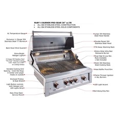 Ruby 4 Burner Pro-Sear Gas Outdoor Kitchen BBQ Grill 
