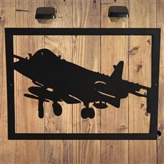Premium Large Sea Harrier Jump Jet Garden Wall Art and 2 Solar Lights Military Theme