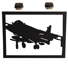 Premium Large Sea Harrier Jump Jet Garden Wall Art and 2 Solar Lights Military Theme