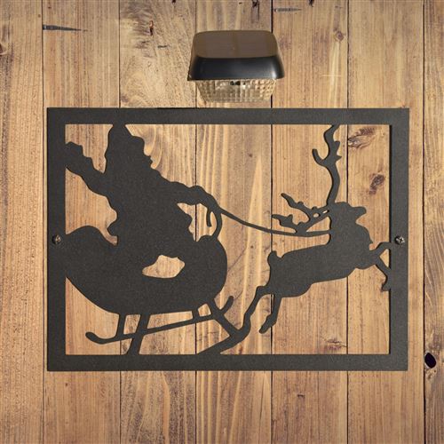 Santa and Reindeer Garden Wall Art and Solar Lighting