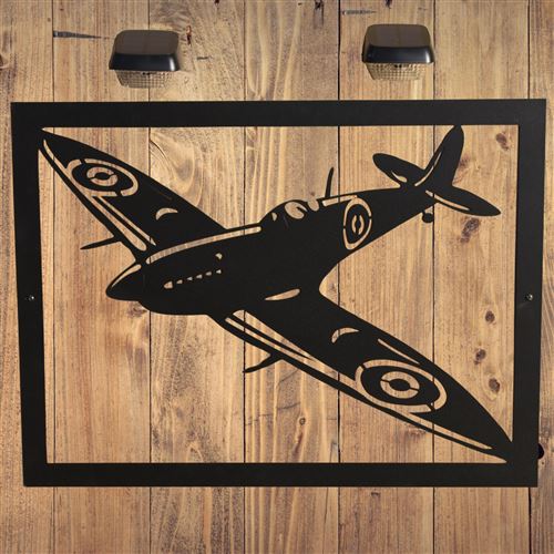 WW2 Spitfire Garden Wall Art and Solar Lighting Military Theme