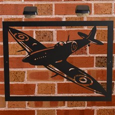 WW2 Spitfire Garden Wall Art and Solar Lighting Military Theme