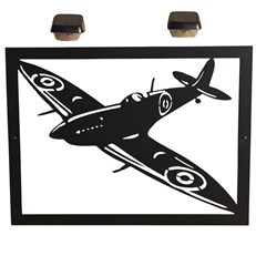 WW2 Spitfire Garden Wall Art and Solar Lighting Military Theme