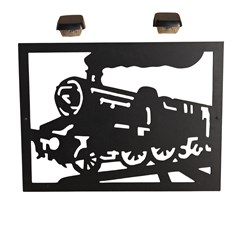 Large Steam Train Engine Garden Wall Art and Twin Solar Light