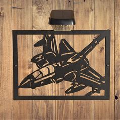 Tornado Fighter Jet Garden Wall Art and Solar Light Military Theme