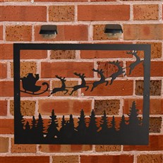 Santa and Sleigh Christmas Scene Garden Wall Art Plaque and 2 Solar Lights