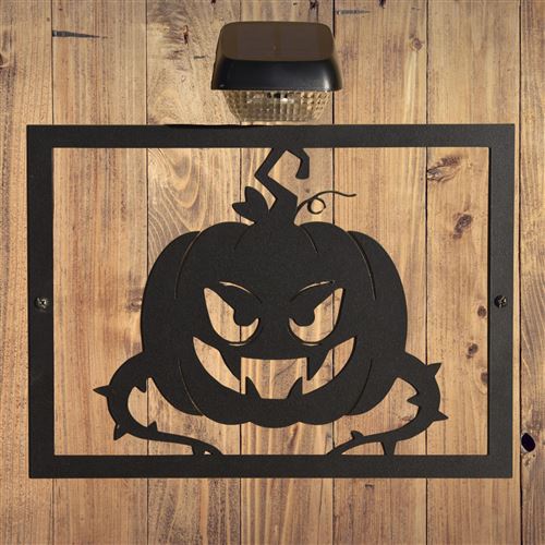 Pumkin Halloween Garden Wall Art Plaque and Solar Lighting