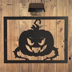 Pumkin Halloween Garden Wall Art Plaque and Solar Lighting