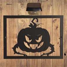 Pumkin Halloween Garden Wall Art Plaque and Solar Lighting