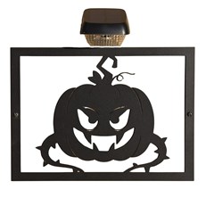 Pumkin Halloween Garden Wall Art Plaque and Solar Lighting