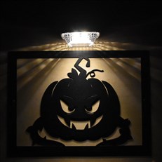 Pumkin Halloween Garden Wall Art Plaque and Solar Lighting