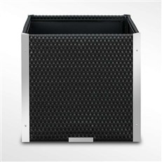Poly Rattan Cube Planter with Decorative Aluminium Trim