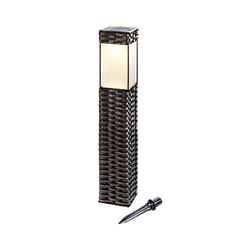 Rattan Effect Square Garden Solar LED Bollard Light 