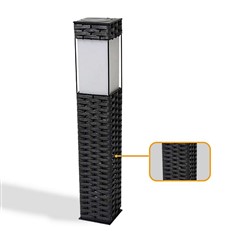 Rattan Effect Square Garden Solar LED Bollard Light 