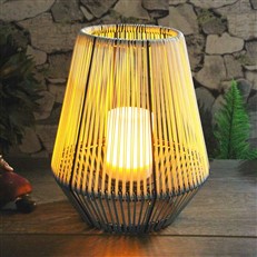 Outdoor Garden Solar Rattan Effect Lantern with LED Candle